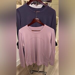 Lululemon Swiftly Relaxed Long Sleeve Two Tops Sz 10 Purple and Lavender